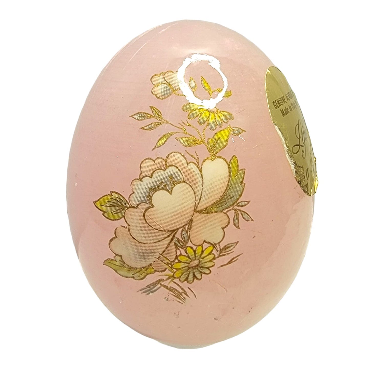 Lefton Genuine PINK Alabaster Marble Egg Hand Carved Made In Italy AS IS Scratch