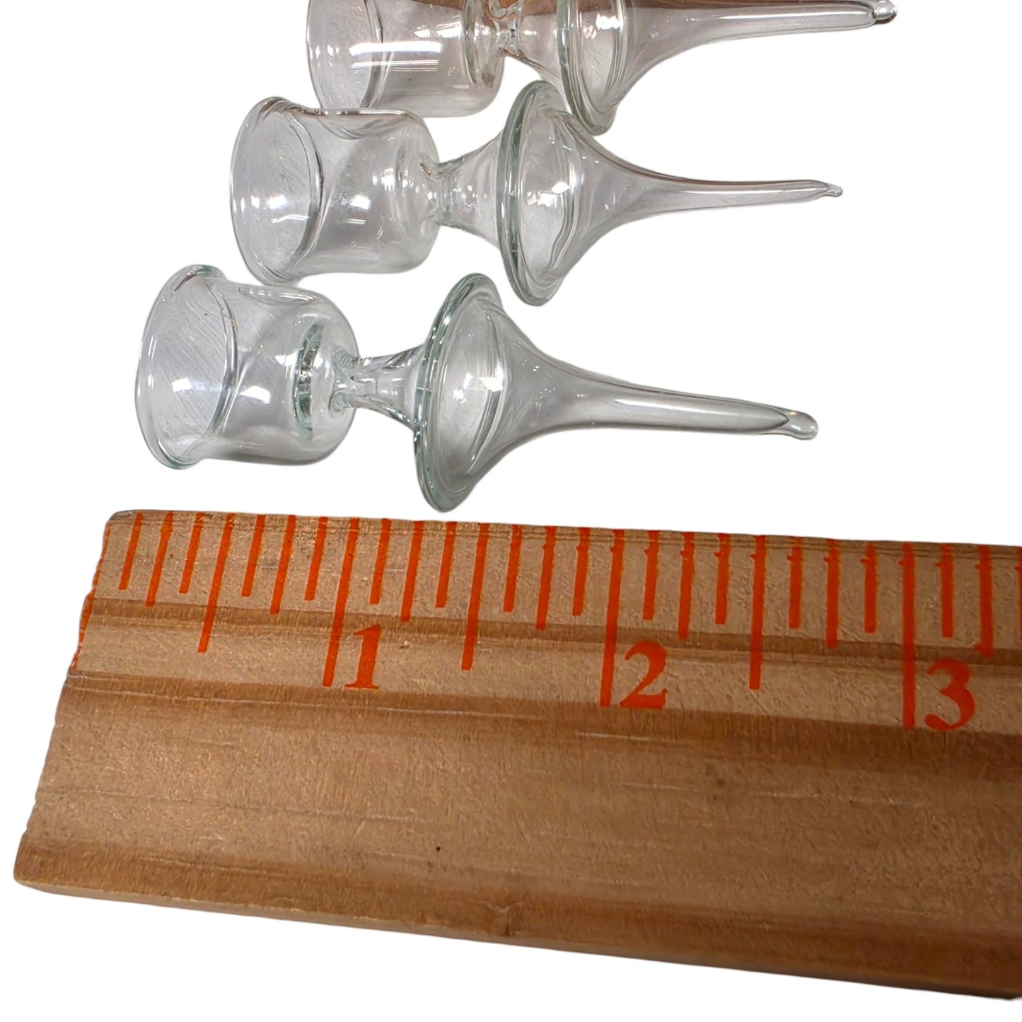 Vintage Miniature Glass Toast Glasses Cake Topper Goblets Set of 3 1950s