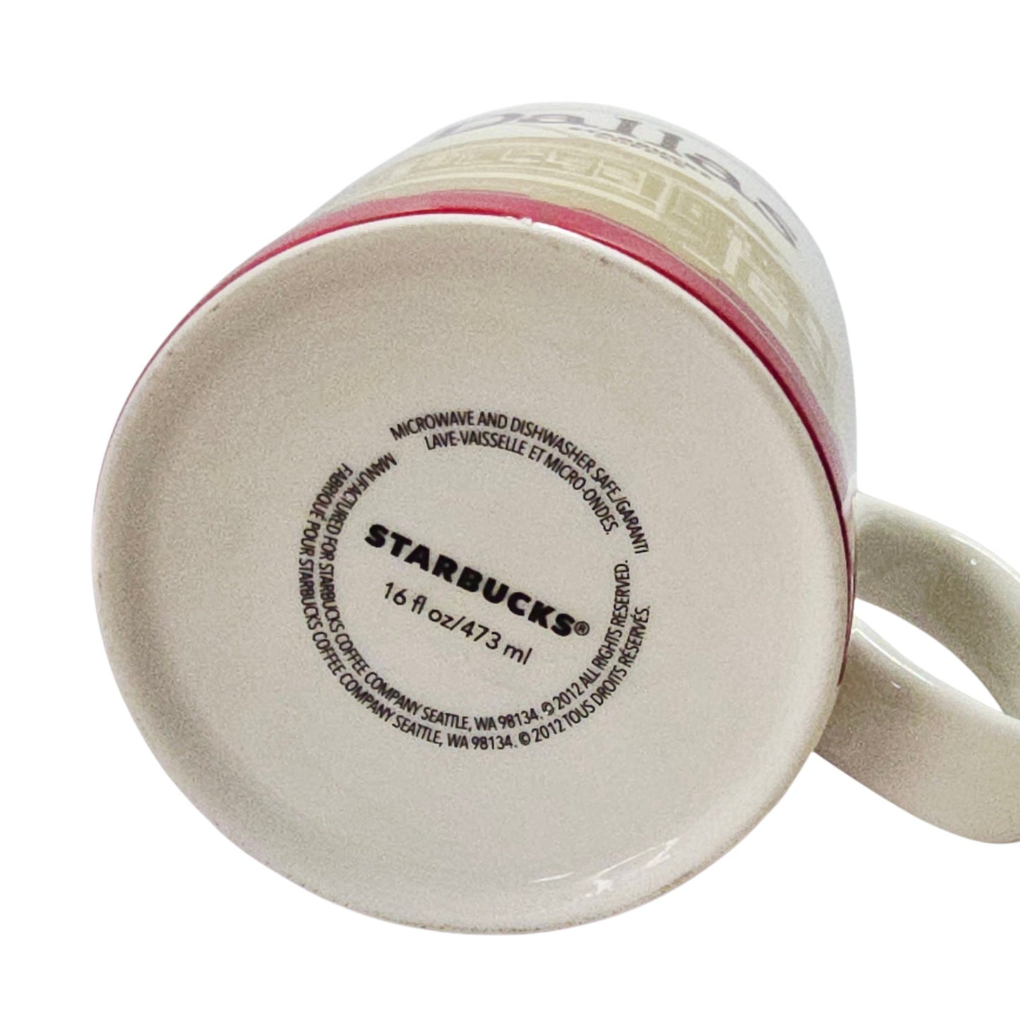 Starbucks Coffee Mug Dallas City Scene Trolley Red Interior 16 oz 2012