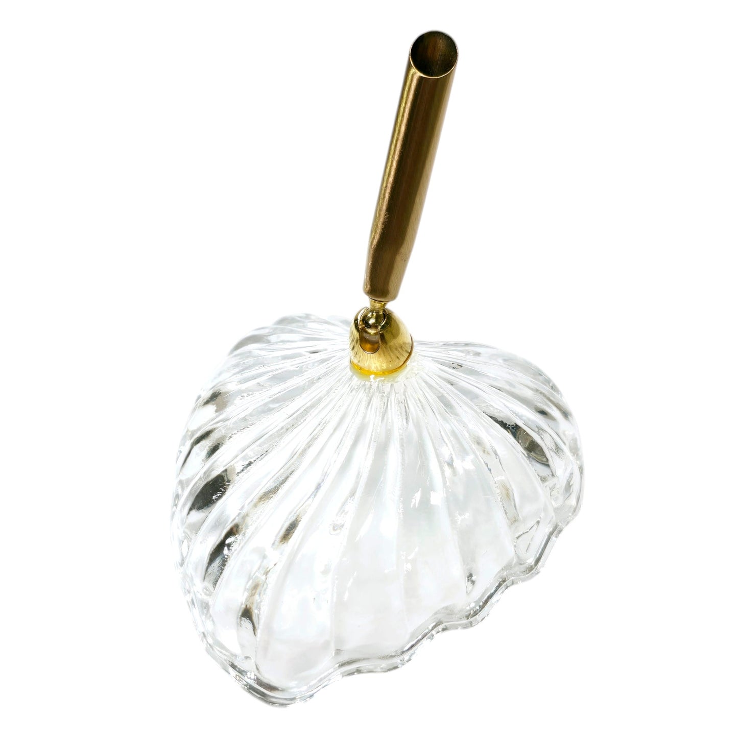 Gold Tone Pen Holder with Lead Crystal Heart Shaped Base Desktop Pen Holder
