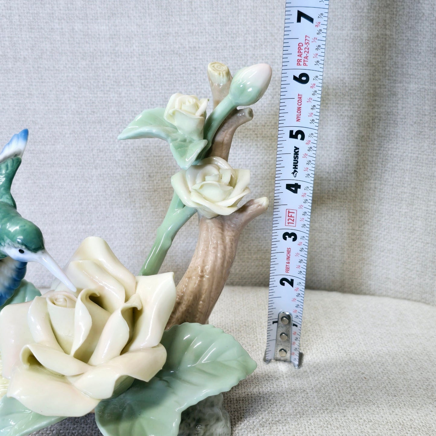 Vintage Hummingbird Tabletop Floral Porcelain Sculpture