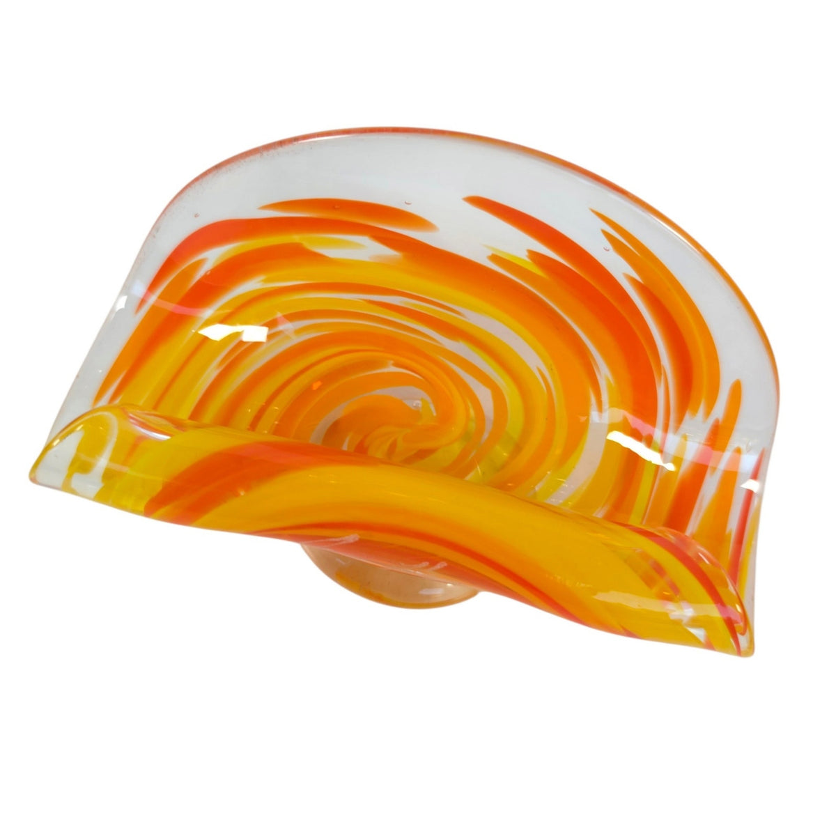 Signed James Hayes Art Glass Business Card Holder Hand Colorful Blown Desk Decor