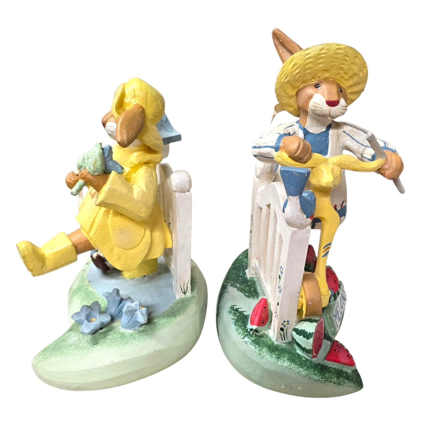 (Reserved for Customer) House of Hatten Melons Puddles Bunny Figurines Set 1996 D Calla Signed Vintage
