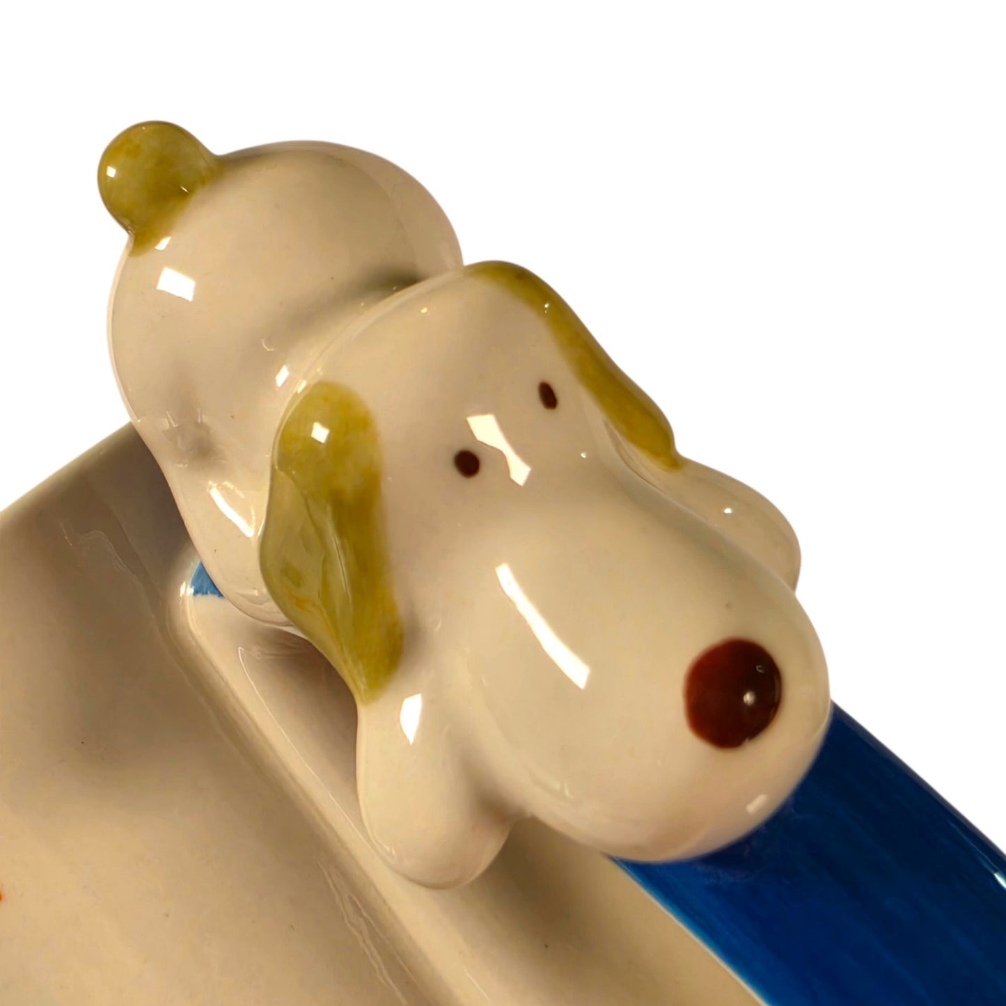 Indra Stoneware 3D Dog Mug Hand Painted Thailand Vintage Applied Ceramic Cup