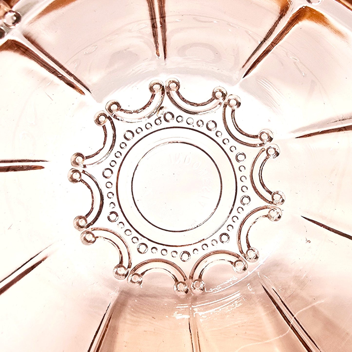 Vintage Indonesian Pink Glass Trinket Dish Oyster Pearl Pattern