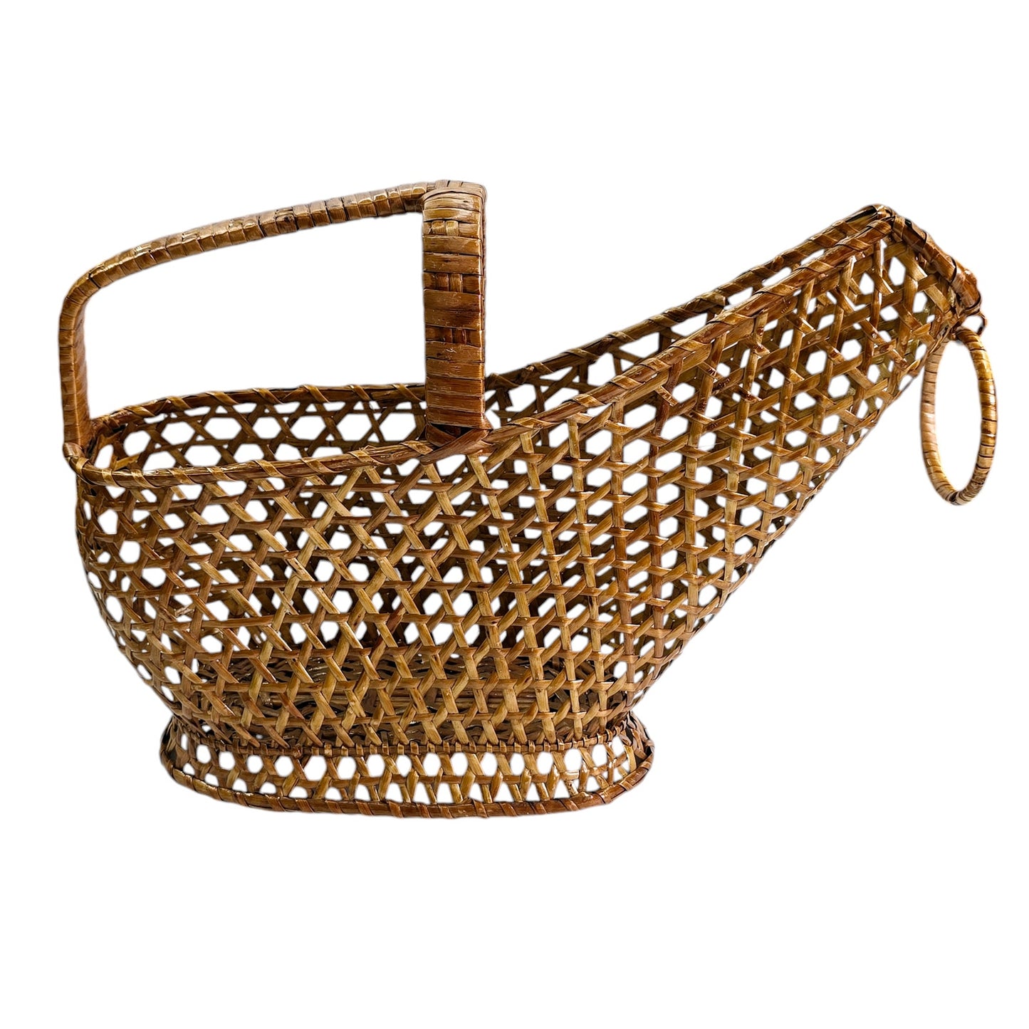 MCM Boho Chic Wicker Wine Basket with Handle, Wine Pouring Basket