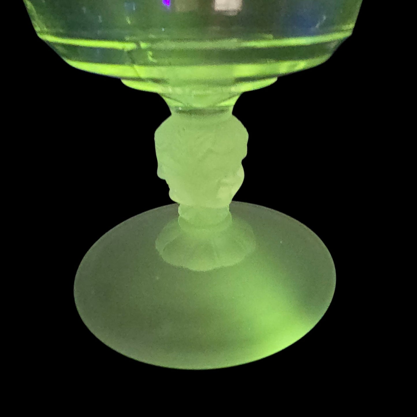 "Three Faces" pattern Frosted Glass Pedestal Compote late 1800's Early 1900's