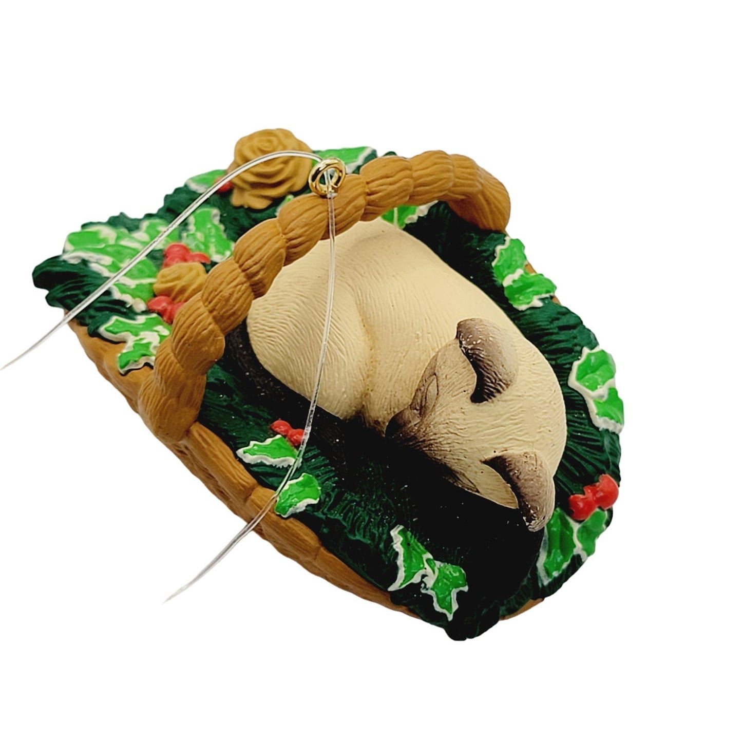 Hallmark Sleeping Siamese Cat Basket 1996 Ornament Cat Naps Series Signed Dill