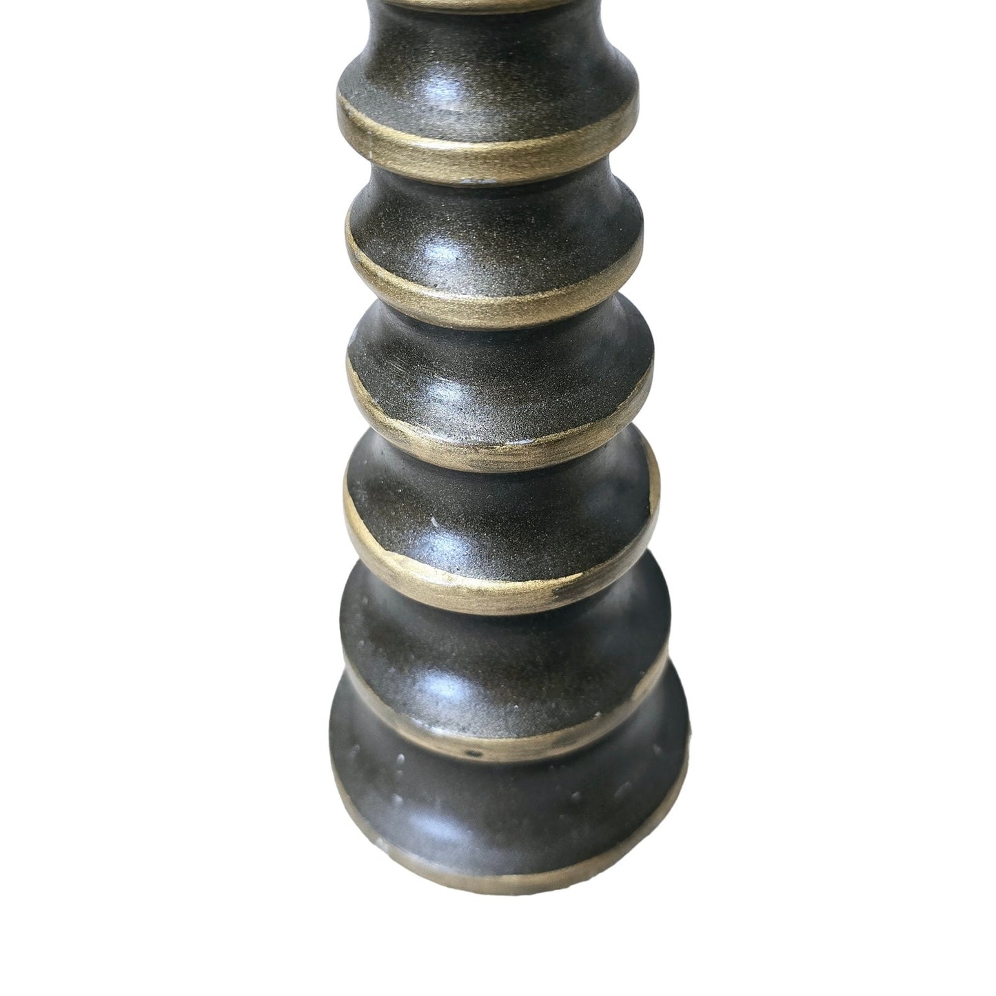 Tall Bobbin-Style Metal Candlestick Holder 12.75"