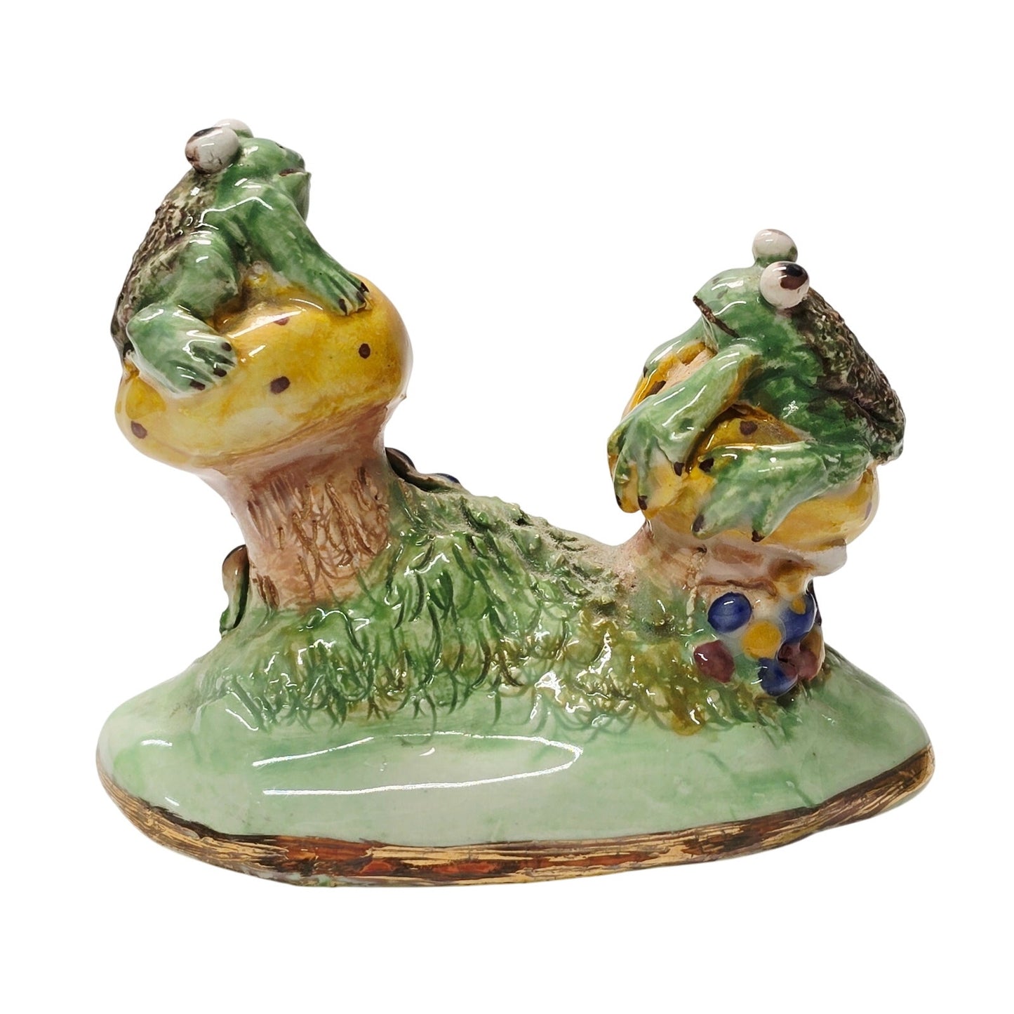 Basil Matthews Figurine Frogs on Mushrooms Vtg Studio Sculpture England Signed