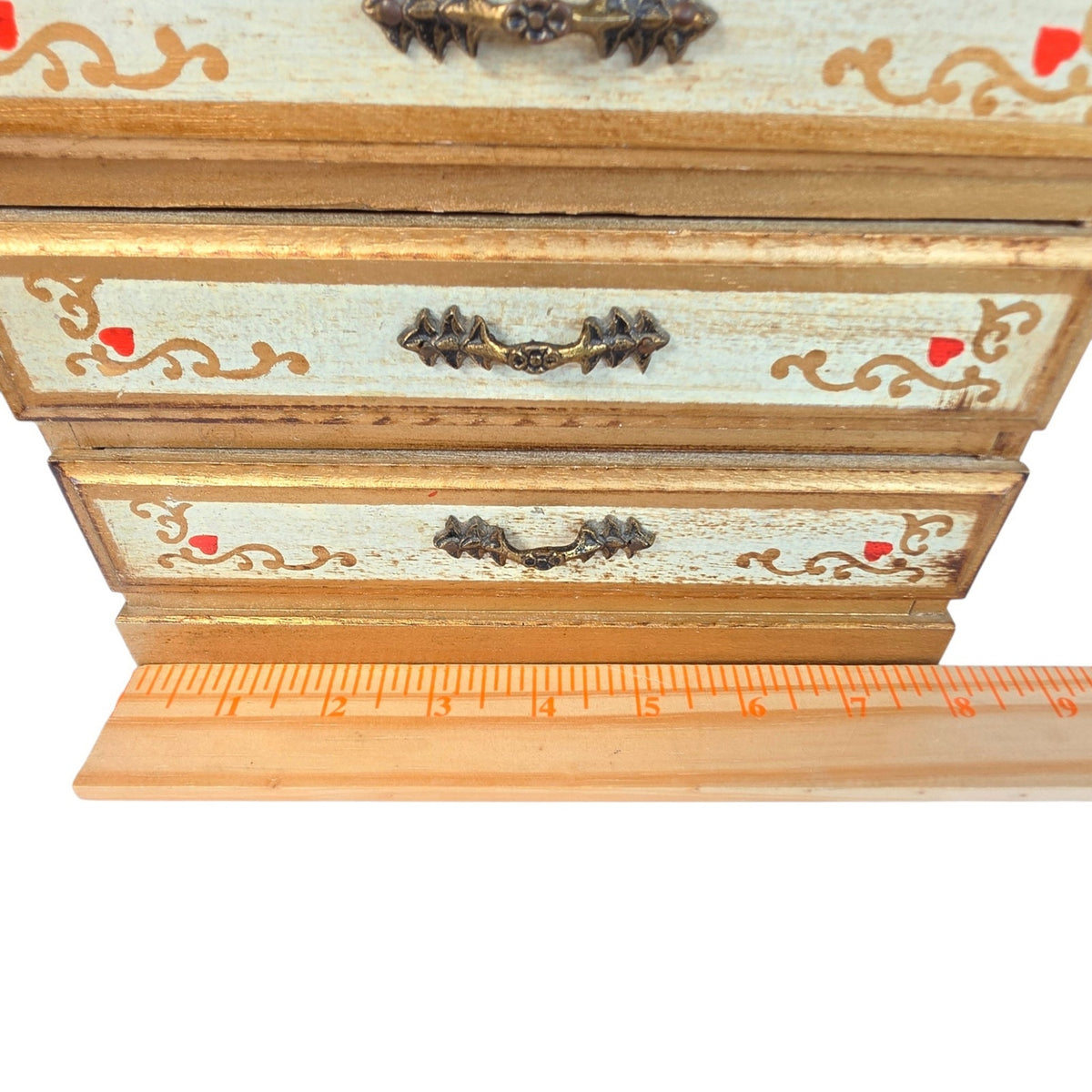 Vintage Italian Florentine Wood Musical Jewelry Box Toyo Impossible Dream