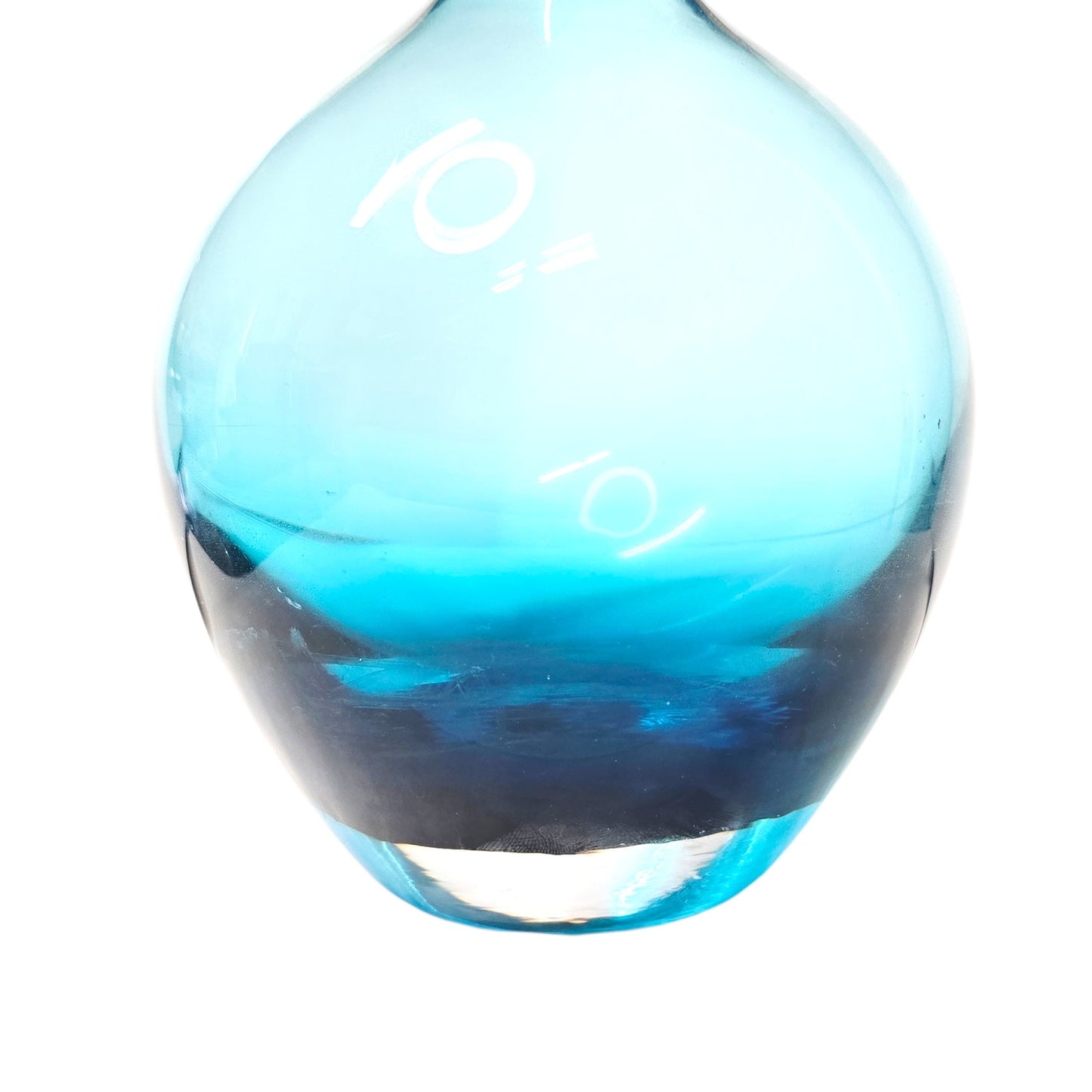 Blue Ombre Art Glass Vase Heavy Bottom Teardrop Shape 8"