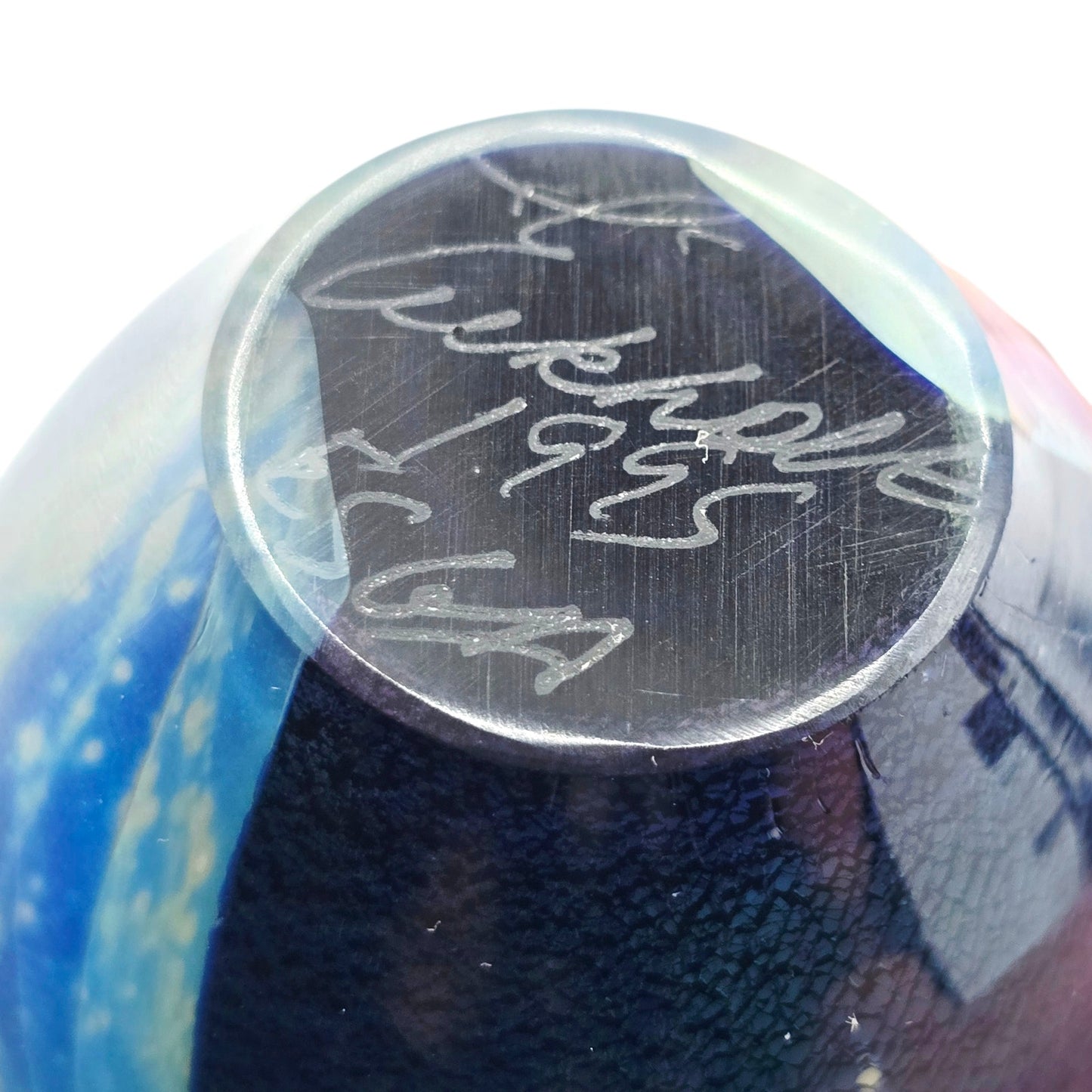 Robert Eickholt Signed Art Glass Paperweight 1995 Dichroic Blue Egg ESGA Vtg