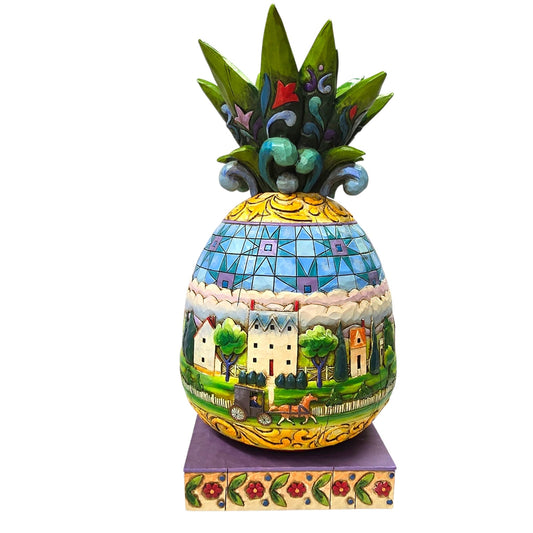"Welcome All" Pineapple Jim Shore Heartwood Creek Folk Art 2006 Model 4007666