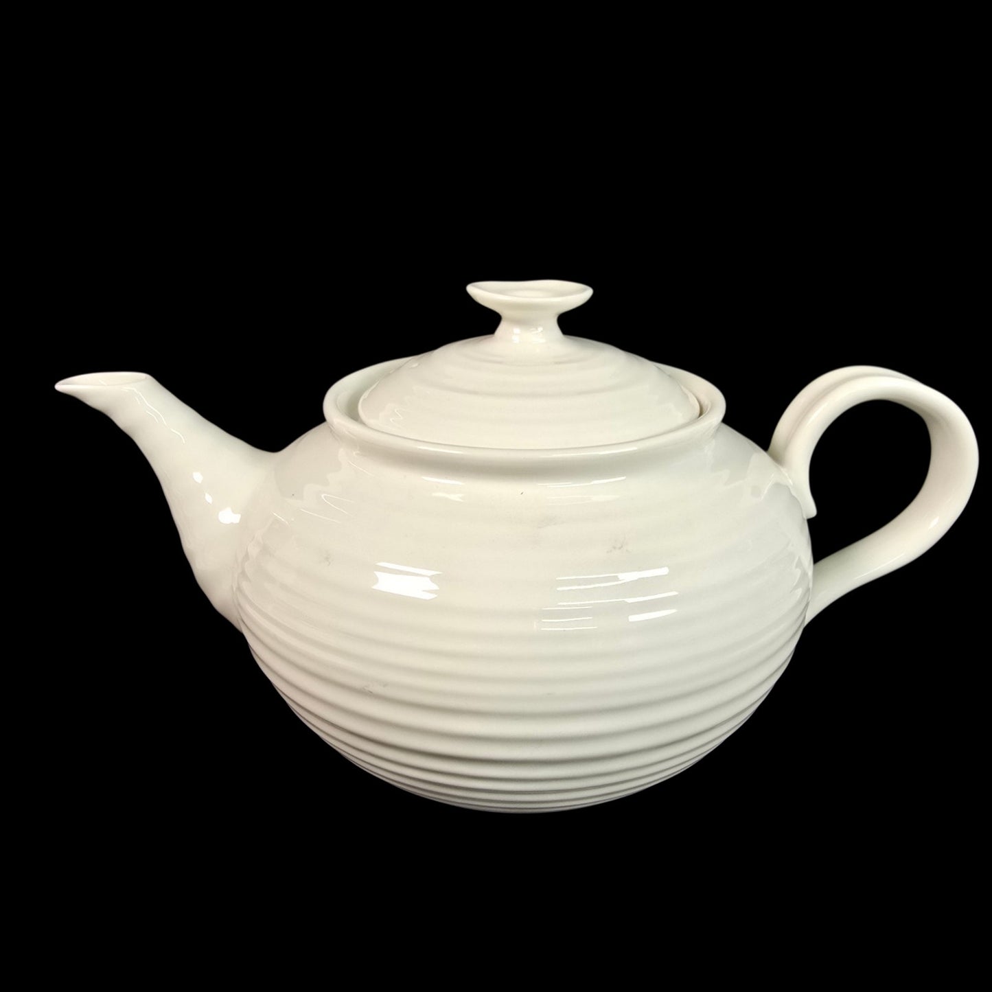 Portmeirion Sophie Conran White Teapot 2pt Rippled Ceramic Tea Pot READ