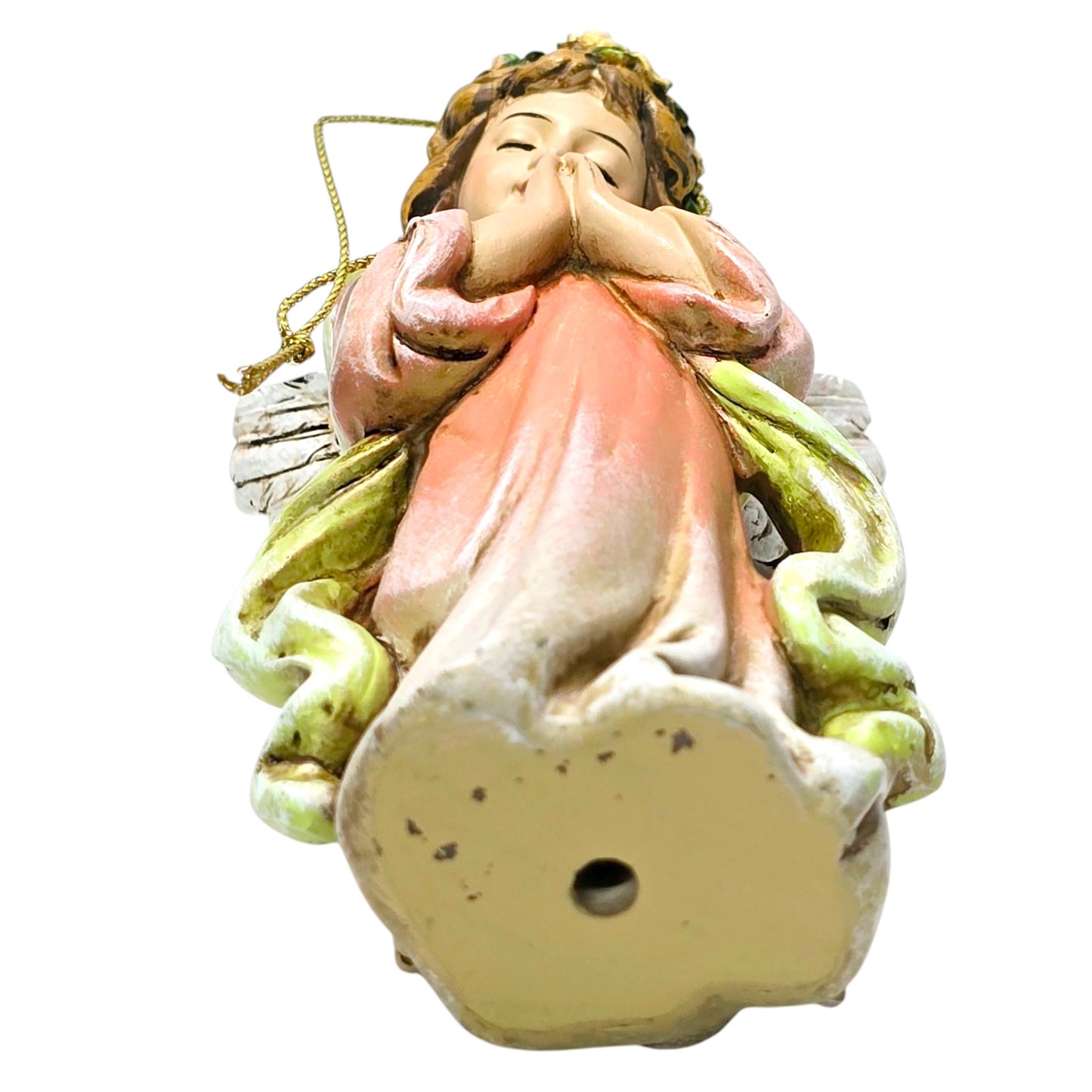 Vintage Napco Little Girl Angel Ornament, Hand-Painted Resin