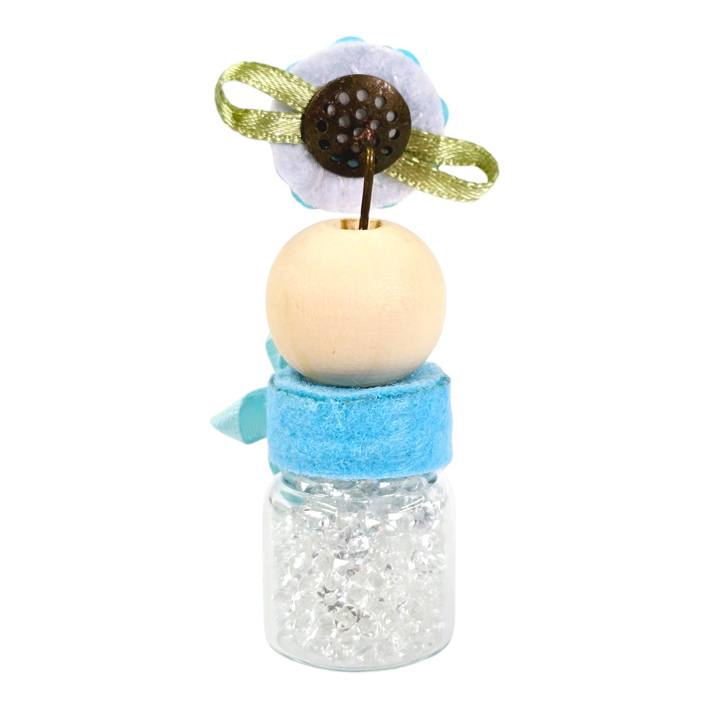 Turquoise Blue Flower Sparkly Single Hat Pin Holder