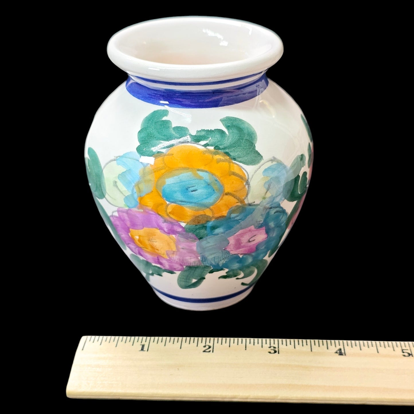 Hand Painted Floral Vase, Hand Made, Signed