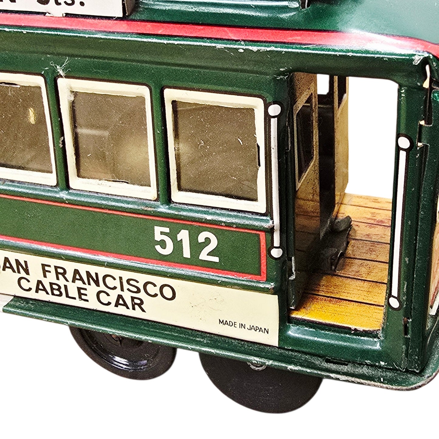 Vtg Tin Litho San Francisco Cable Car 512 Toy Japan Friction Bell