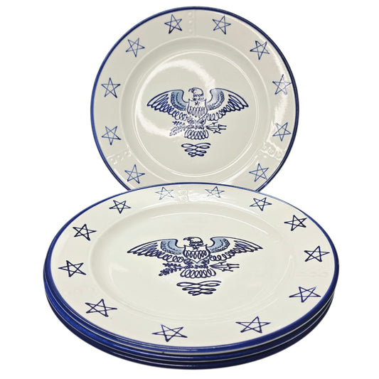 Set 4 Metlox Poppytrail Eagle Provincial Chop Plates Made in USA Patriotic Stars