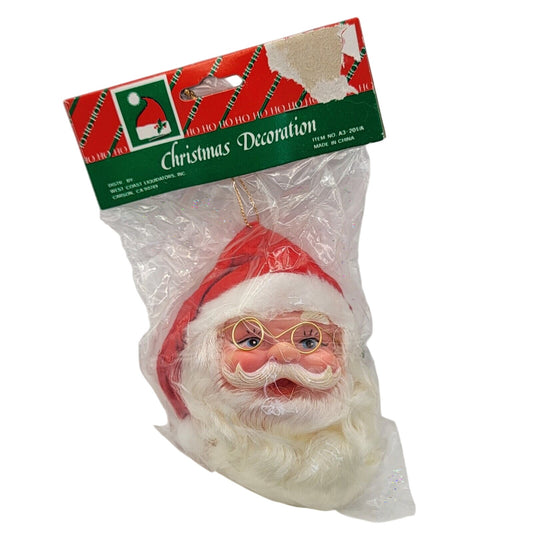 Vintage Santa Head Christmas Decoration Plastic Face Santa Claus Head Ornament