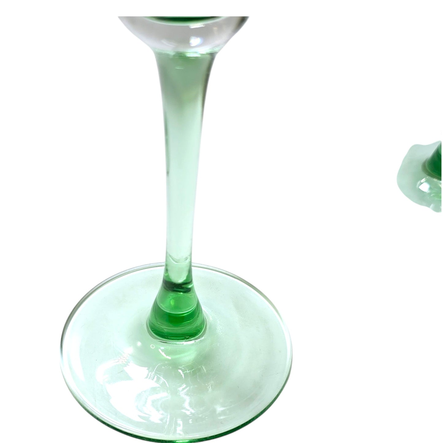 Vintage Durand Cristal D'arques Green Stem Sombrero Margarita Glasses Set of 2