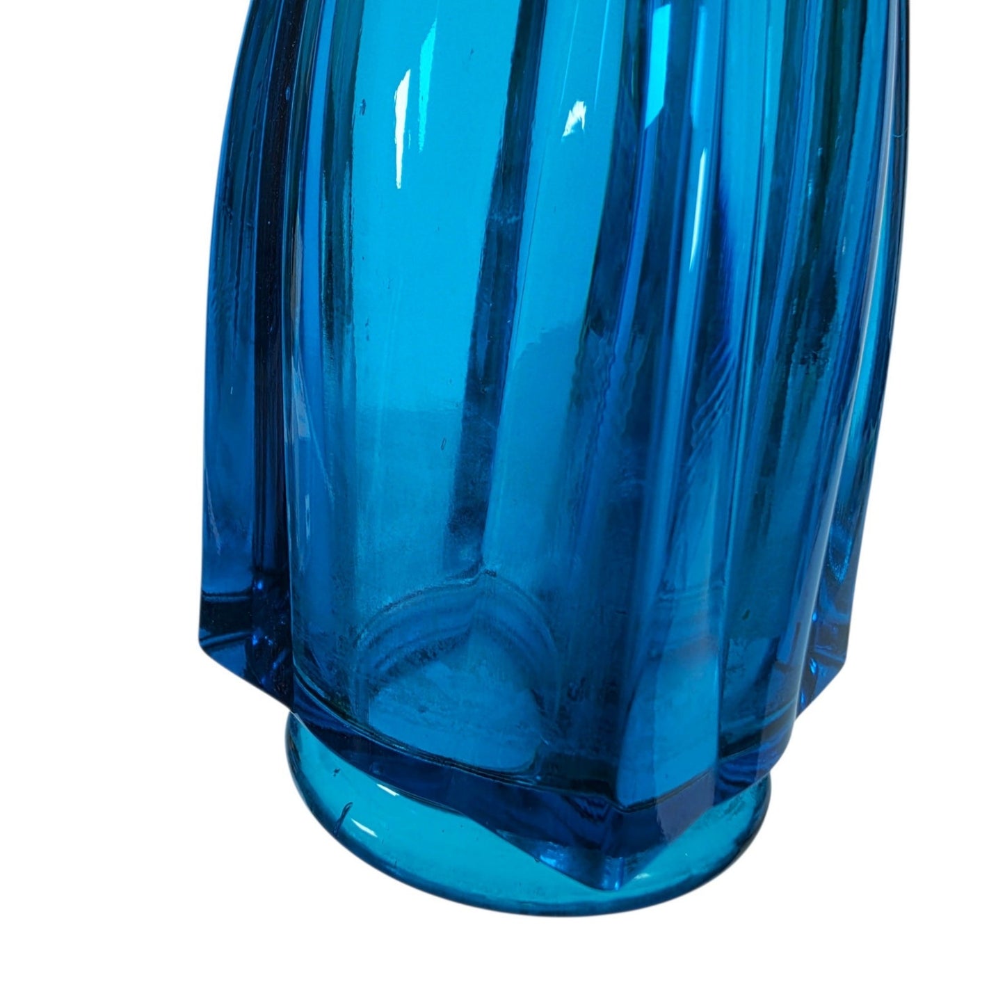 LE Smith Blue Swung Vase 4 Finger Mid Century Modern Vintage Simplicity 13.5"