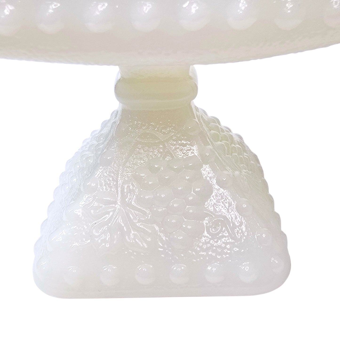 Vtg Anchor Hocking Milk Glass Pedestal Compote Grape Harvest Footed Candy Dish