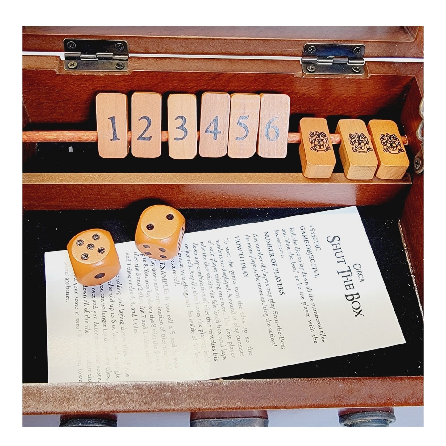 Shut-the-Box Wooden Dice Game in Case, Pub Game by Front Porch Classics, 9 Number Game