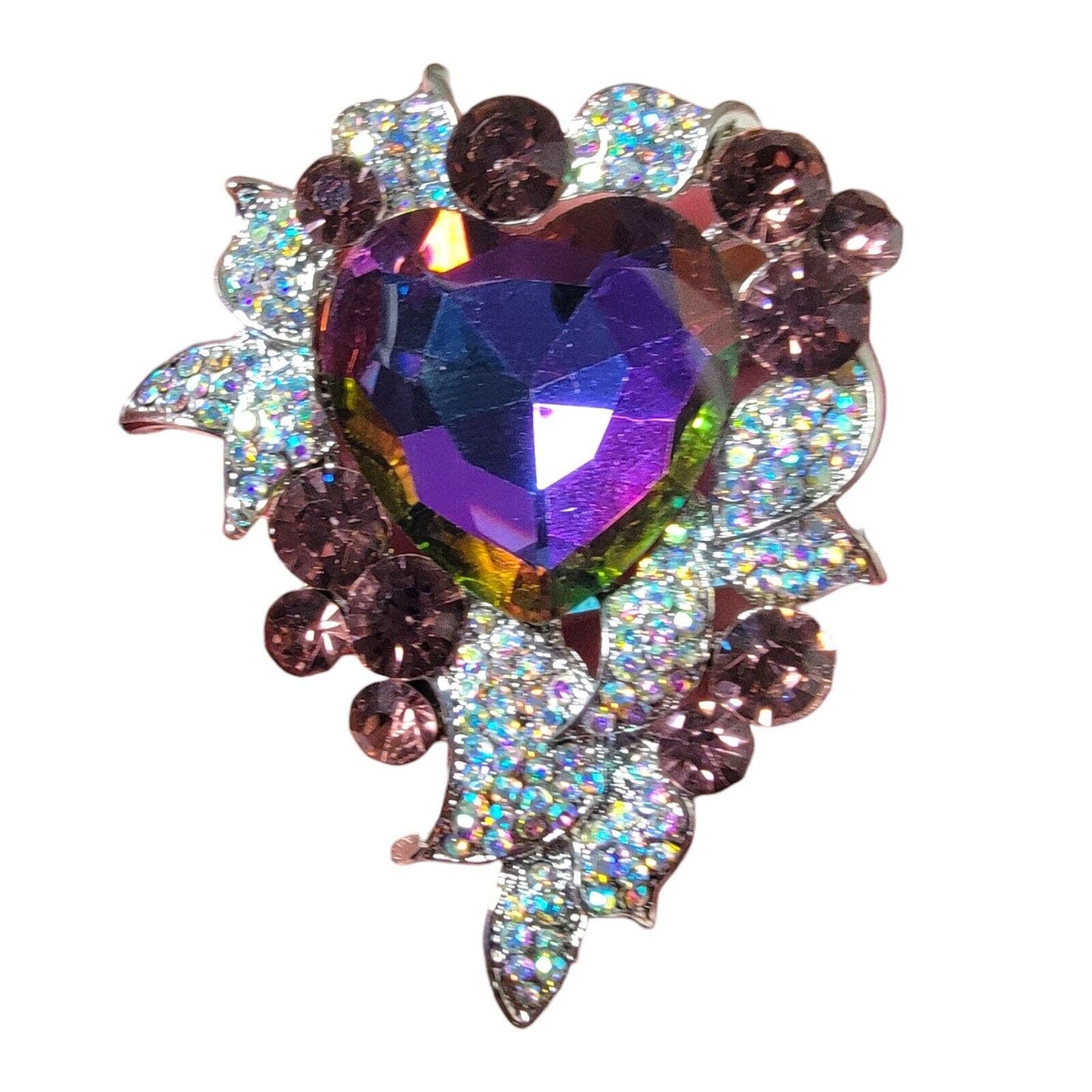 Big Love Bling Rhinestone Brooch, Costume Jewelry