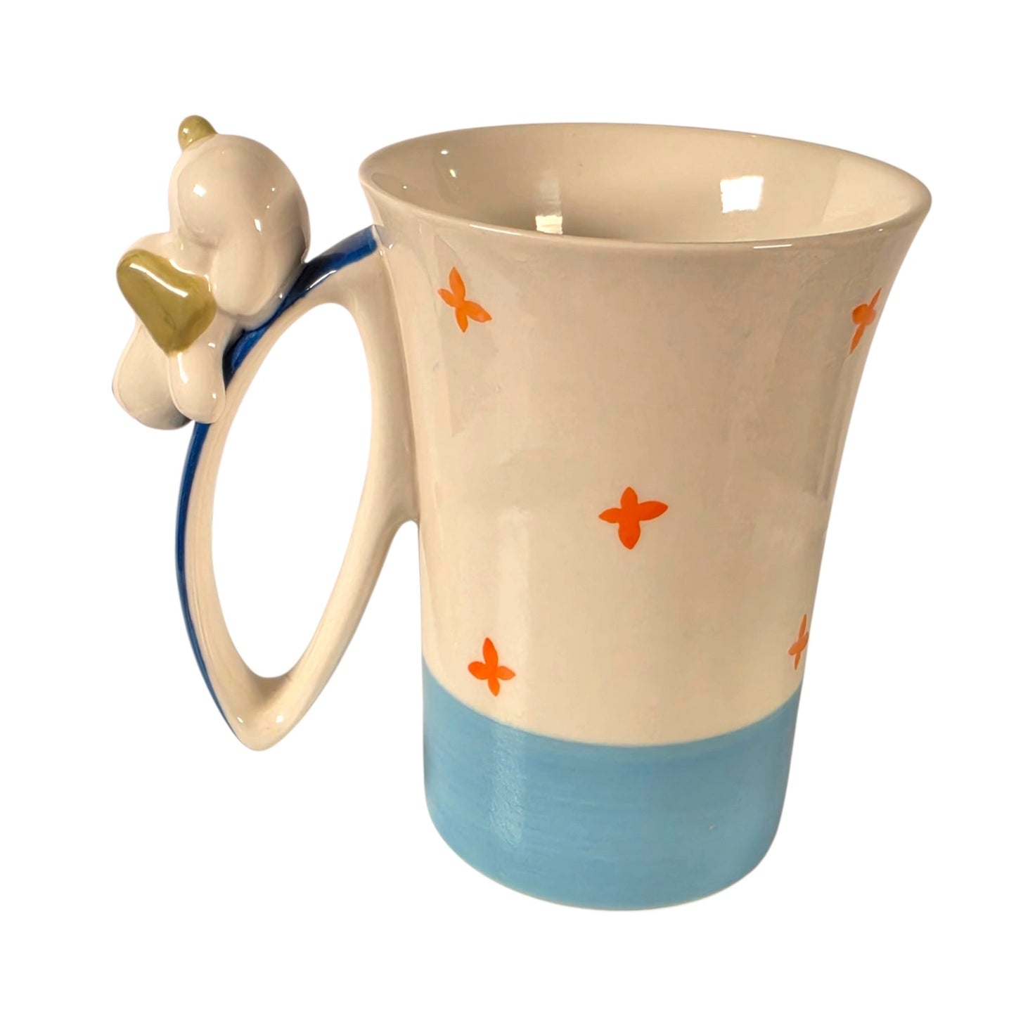 Indra Stoneware 3D Dog Mug Hand Painted Thailand Vintage Applied Ceramic Cup