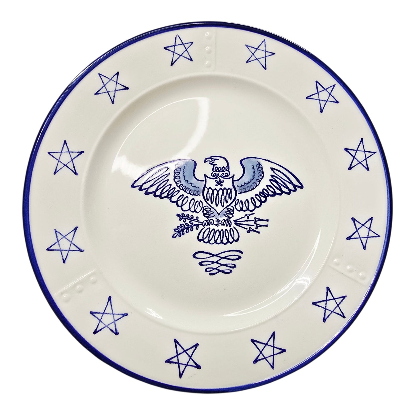 Set 4 Metlox Poppytrail Eagle Provincial Chop Plates Made in USA Patriotic Stars