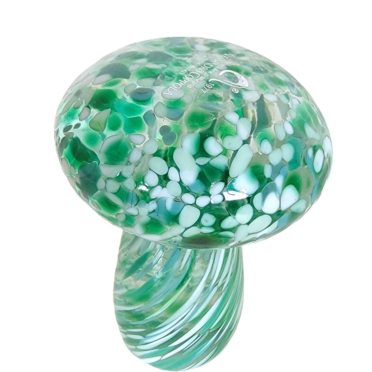 Glass Mushroom Paperweight Alessandro Coppola Italy Hand Blown Art Glass 4.5" H