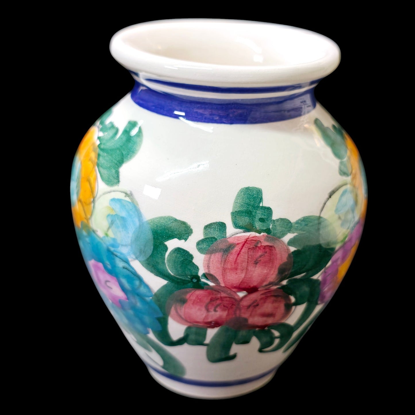 Hand Painted Floral Vase, Hand Made, Signed