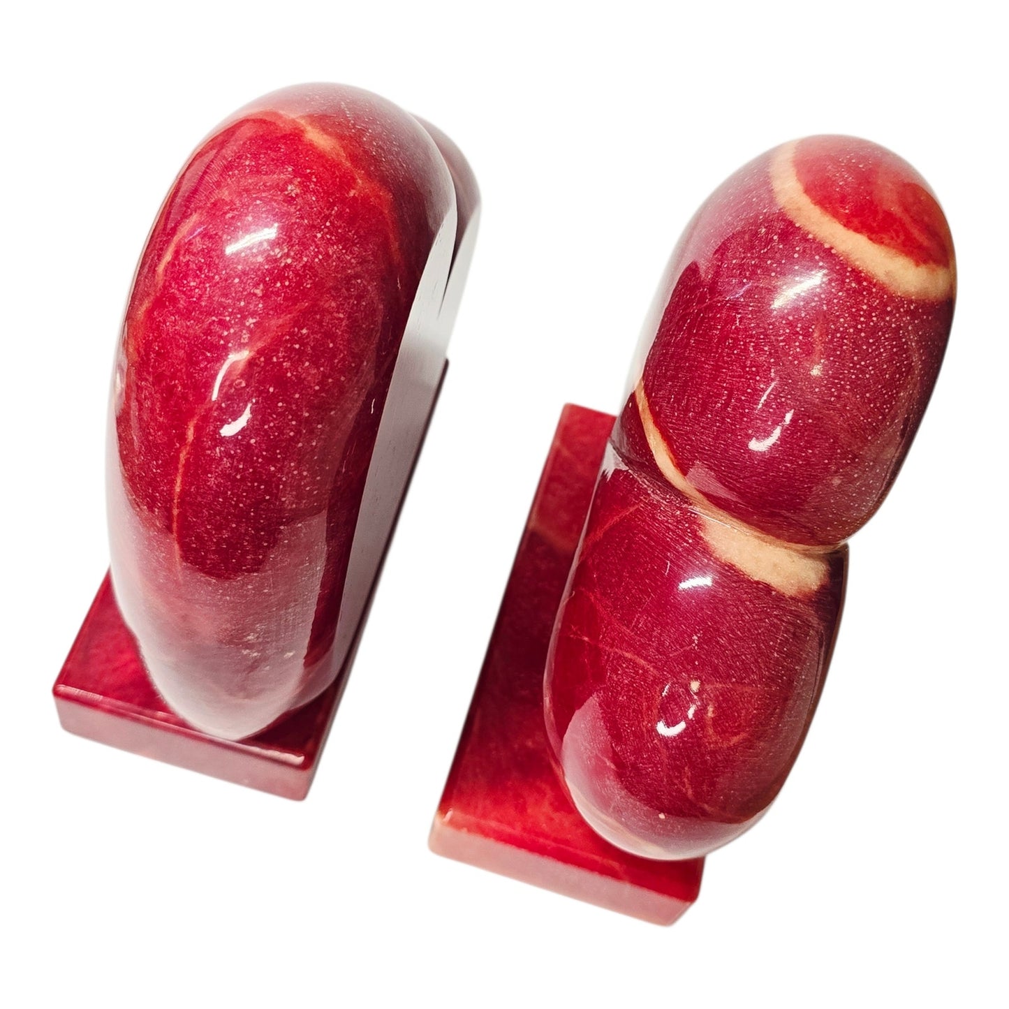 Vtg Ducceschi Italian Alabaster Red Heart Bookends Mid Century MCM Italy 8 lbs