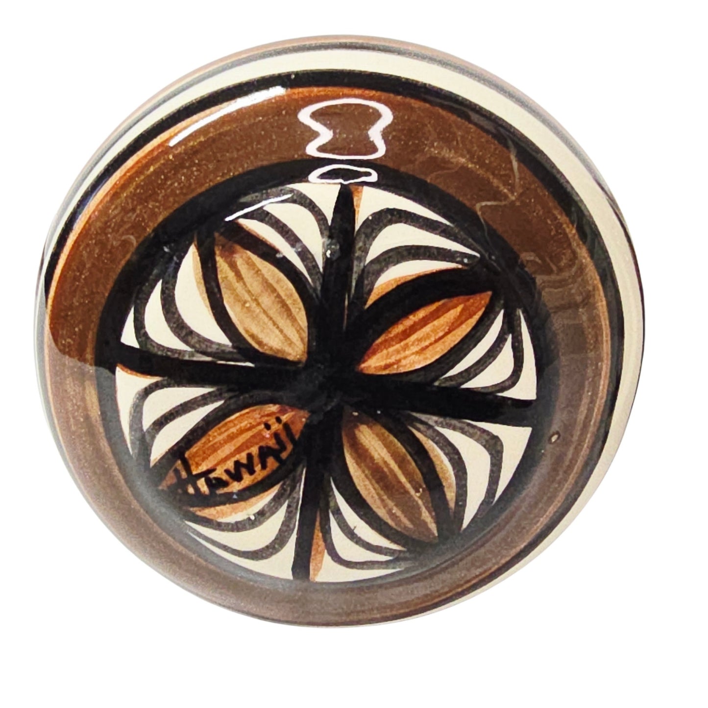 Pohaku Style Hawaiian Pottery Bud Vases Pair Hand Painted Tiki Polynesian