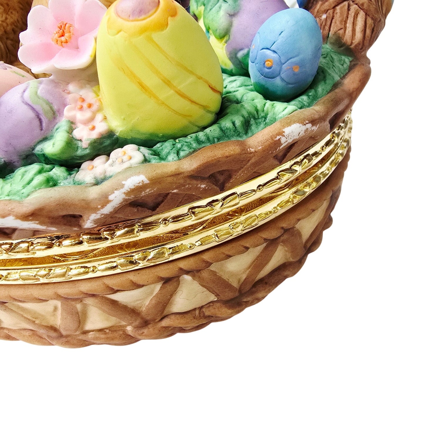 Large 9" Porcelain Easter Bunny Basket Lidded Centerpiece