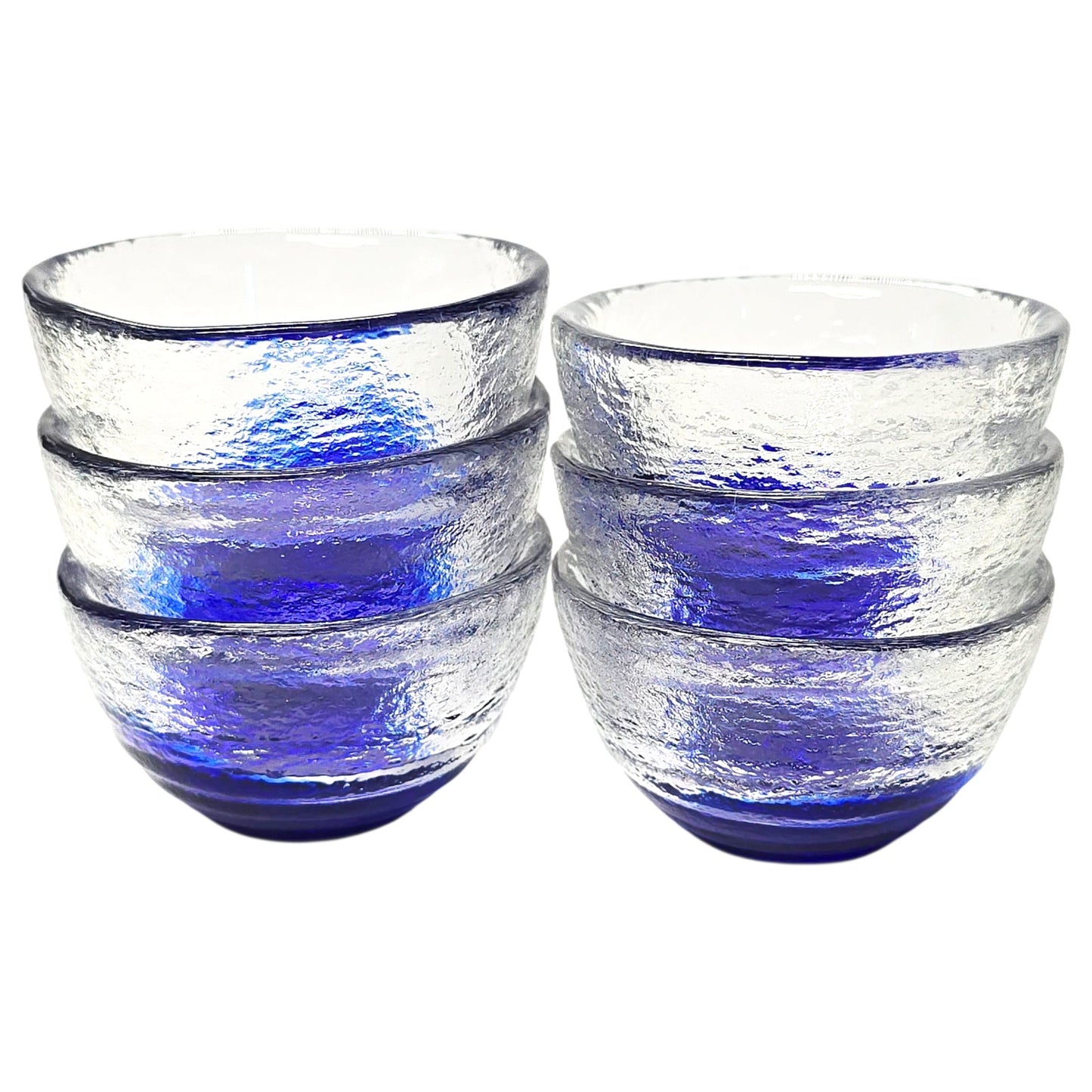6 Bormioli Rocco Hand Blown Open Salts / Sauce Dishes Italian Cobalt Blue Glass
