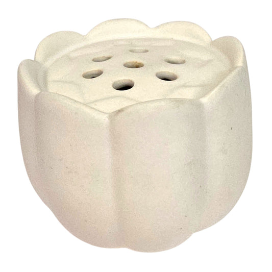 The Floral Society Ceramic Flower Frog Vase Matte White Scalloped Flower 3.5"