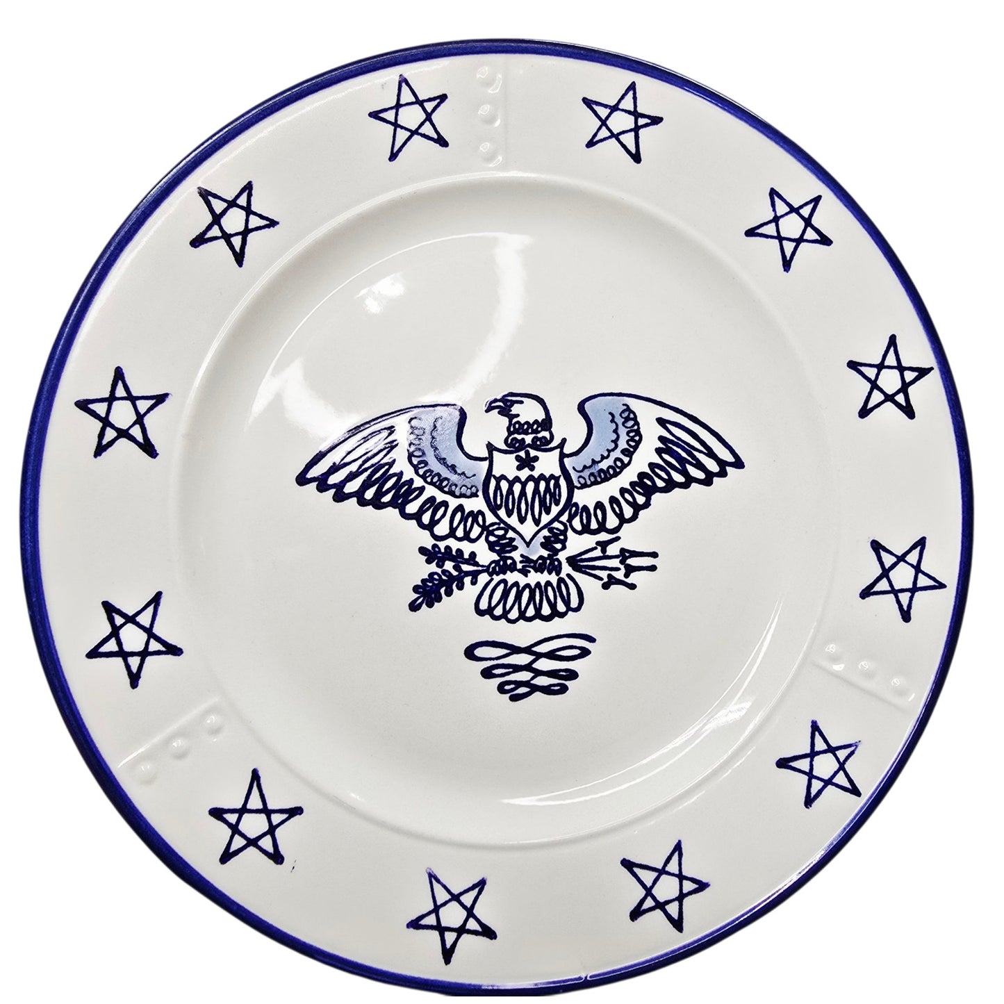 Set 4 Metlox Poppytrail Eagle Provincial Chop Plates Made in USA Patriotic Stars