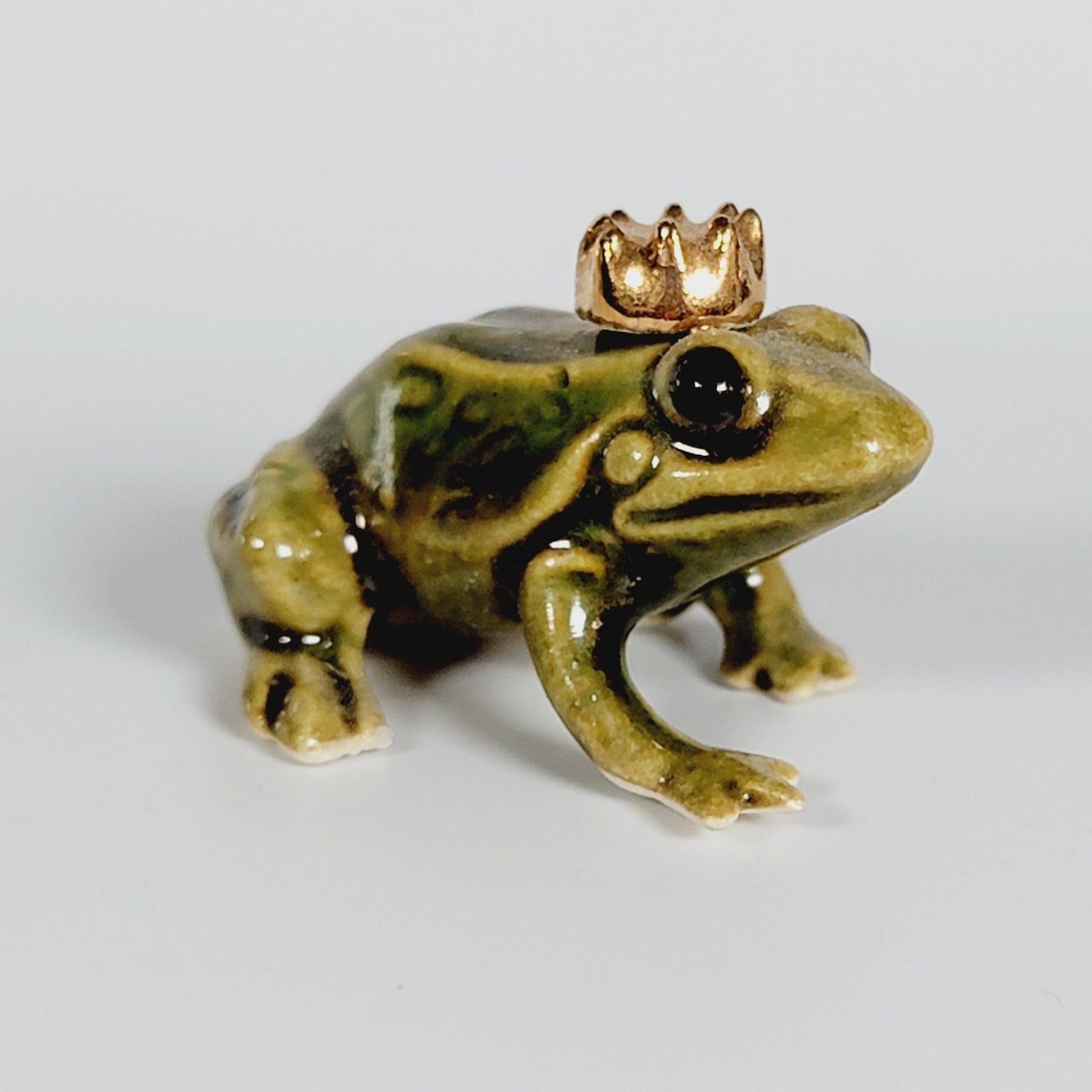 Hagen Renaker Gold Crown Frog Prince Ceramic Miniature Figurine, Retired