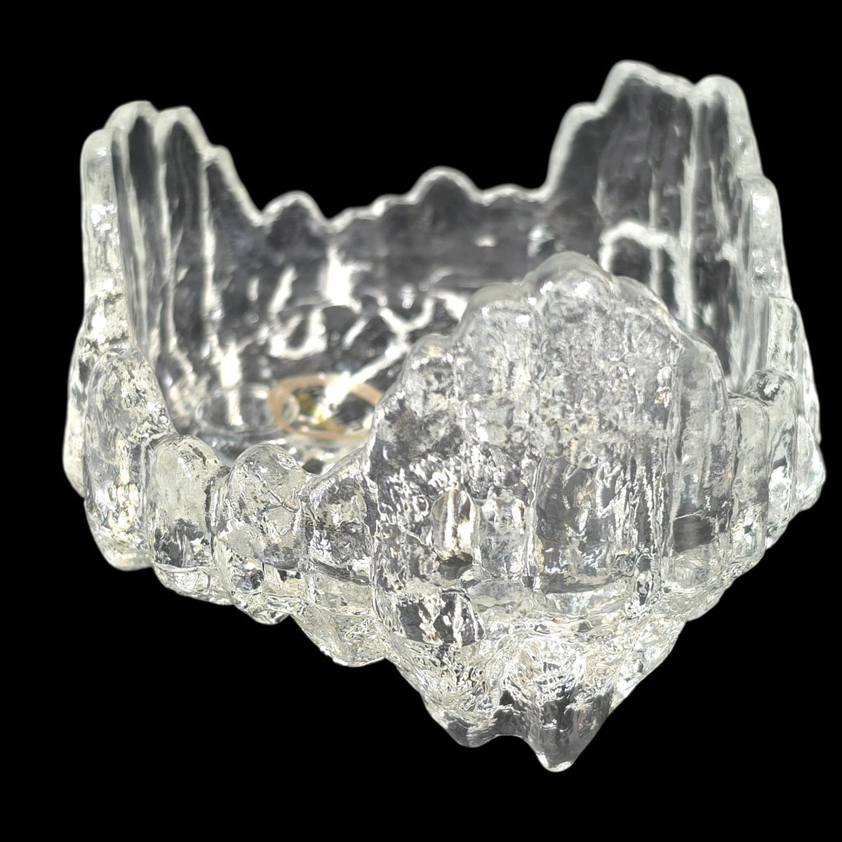Vintage L.E. Smith Crystal Ice Glass Reversible Pillar 3 Taper Candle Holder