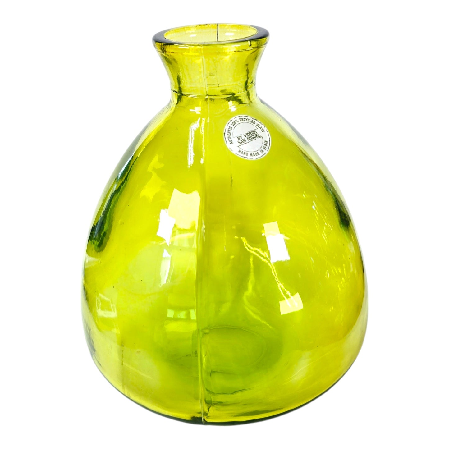 Vidrios San Miguel Spring Green 100% Recycled Glass Vase, Hand Made Spain, 7" H