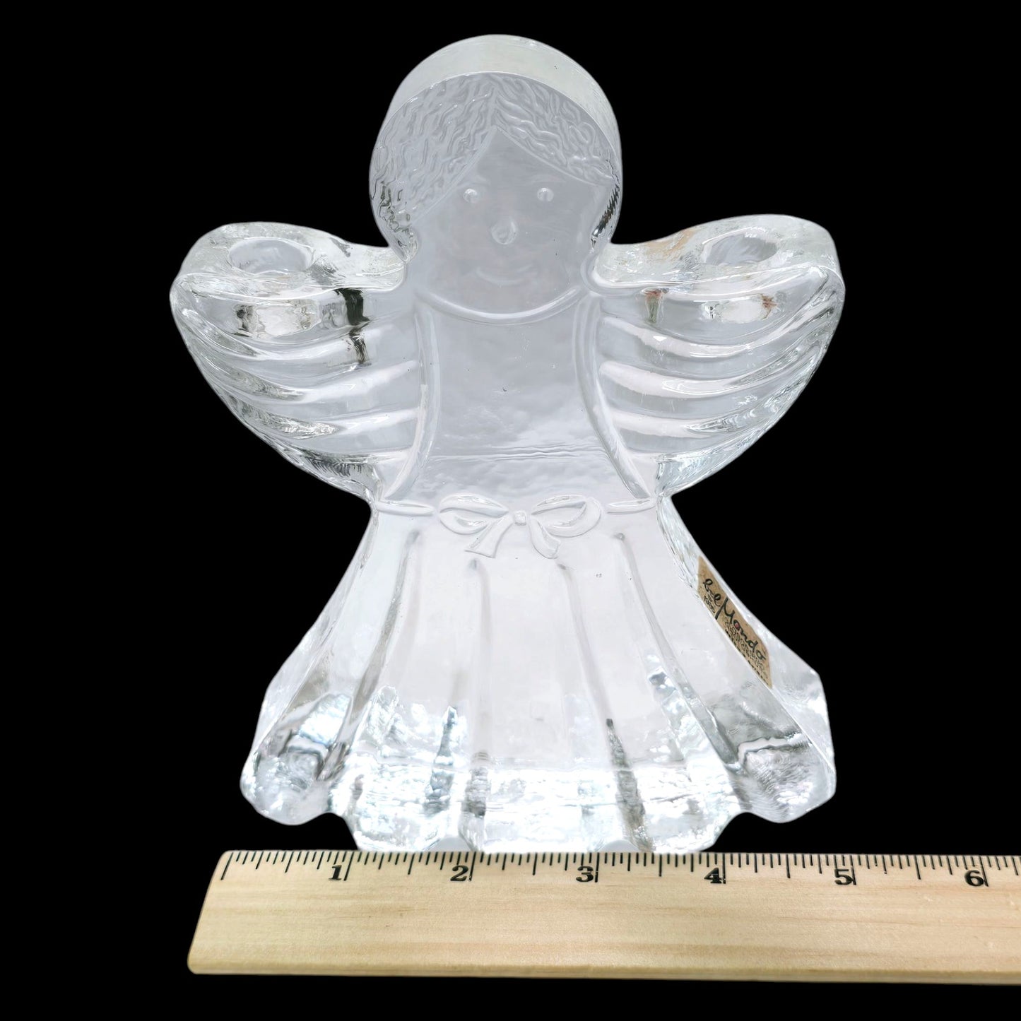 Vtg Glass Angel Candle Holder W. Germany BelMondo Glasdesign Georgshutte 1985