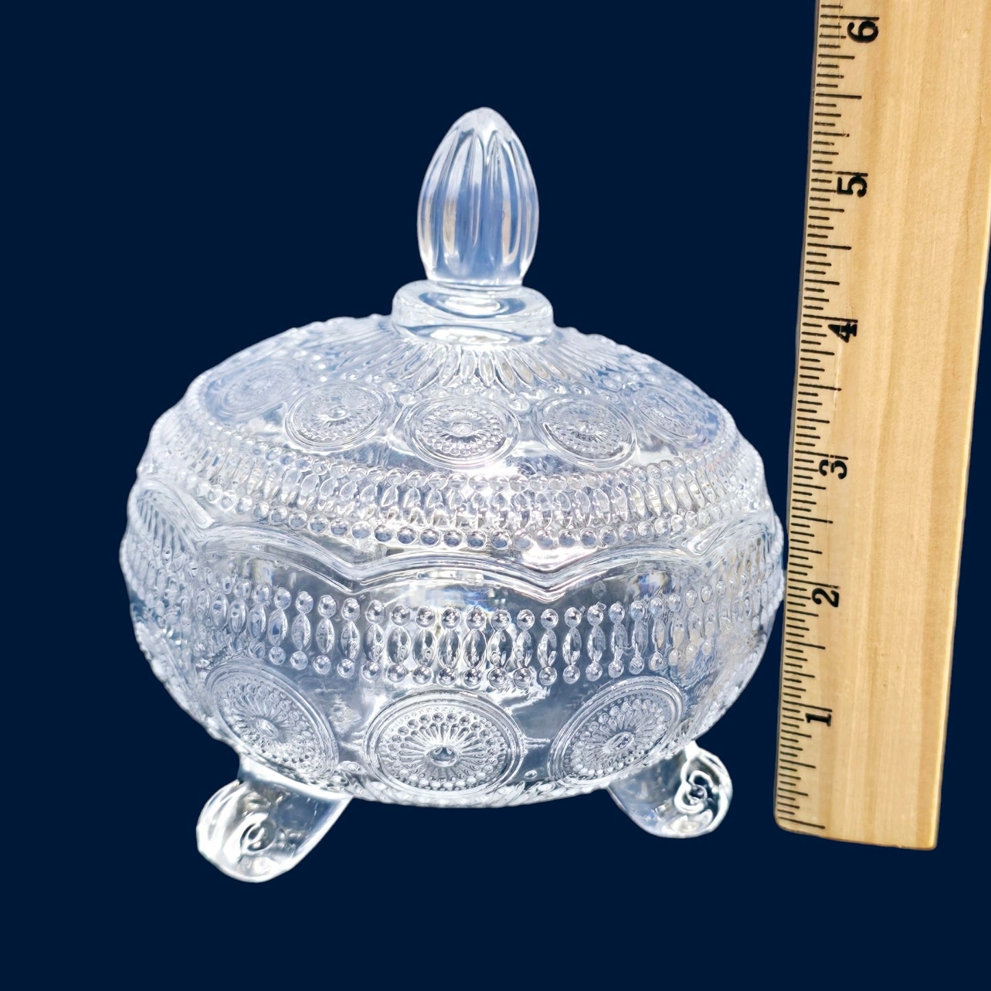 Vintage-Inspired Footed Glass Candy Jar / Trinket Box with Lid