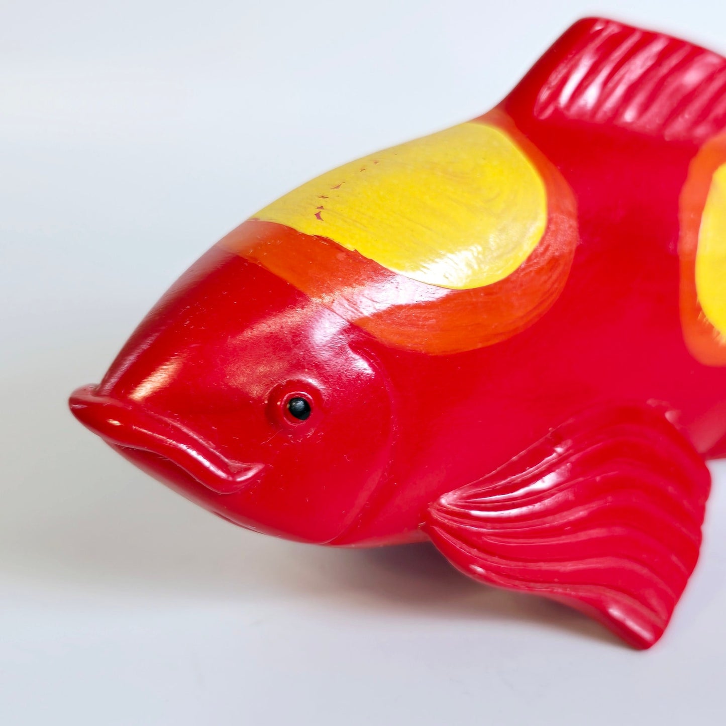 Ceramic Koi Fish Figurine, Orange and Red Koi Fish Sculpture