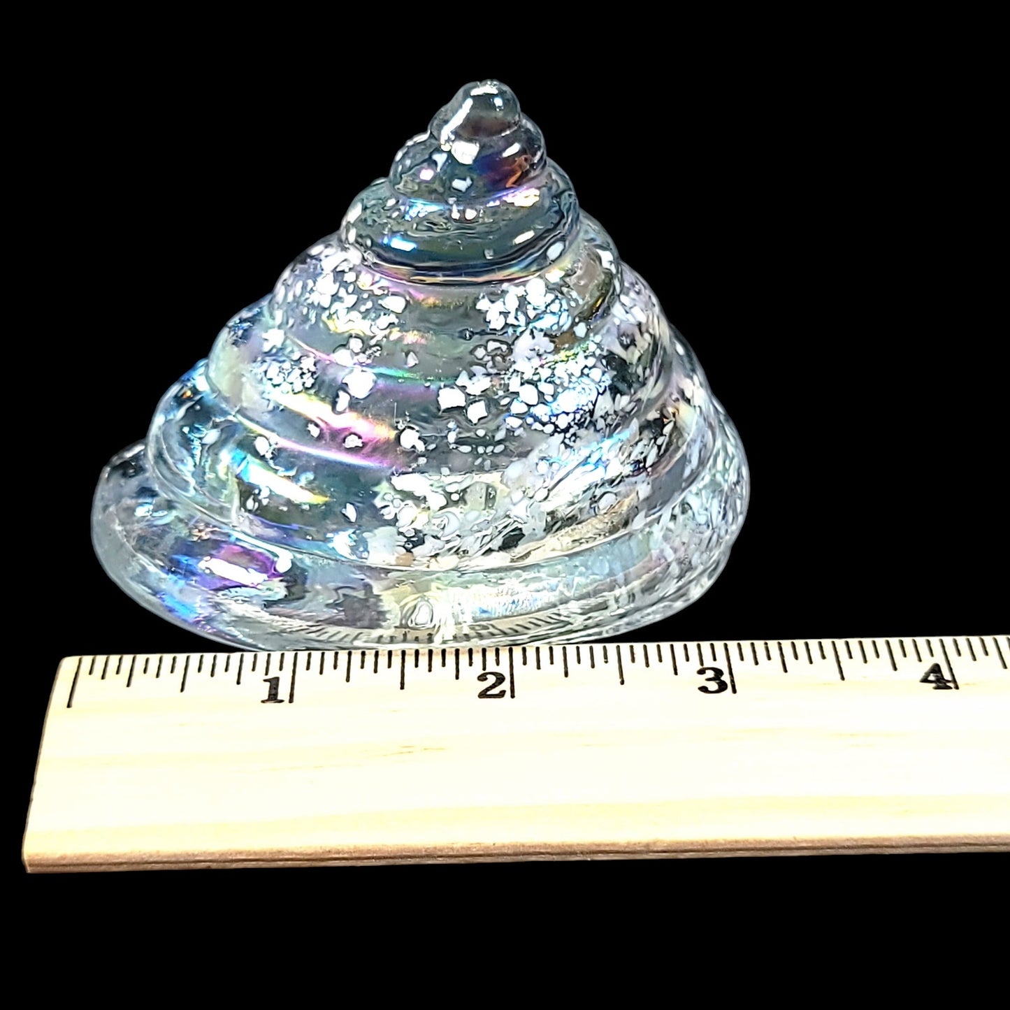 Hand Blown Iridescent Art Glass Sea Shell, Glass Cone Shell 3" x 3"