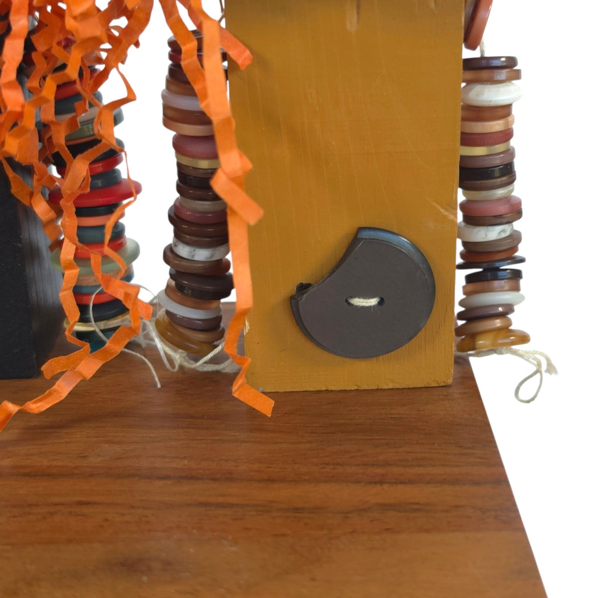 Handmade Folk Art Scarecrow Dolls Shelf Sitters Button Limbs Pair Fall Decor