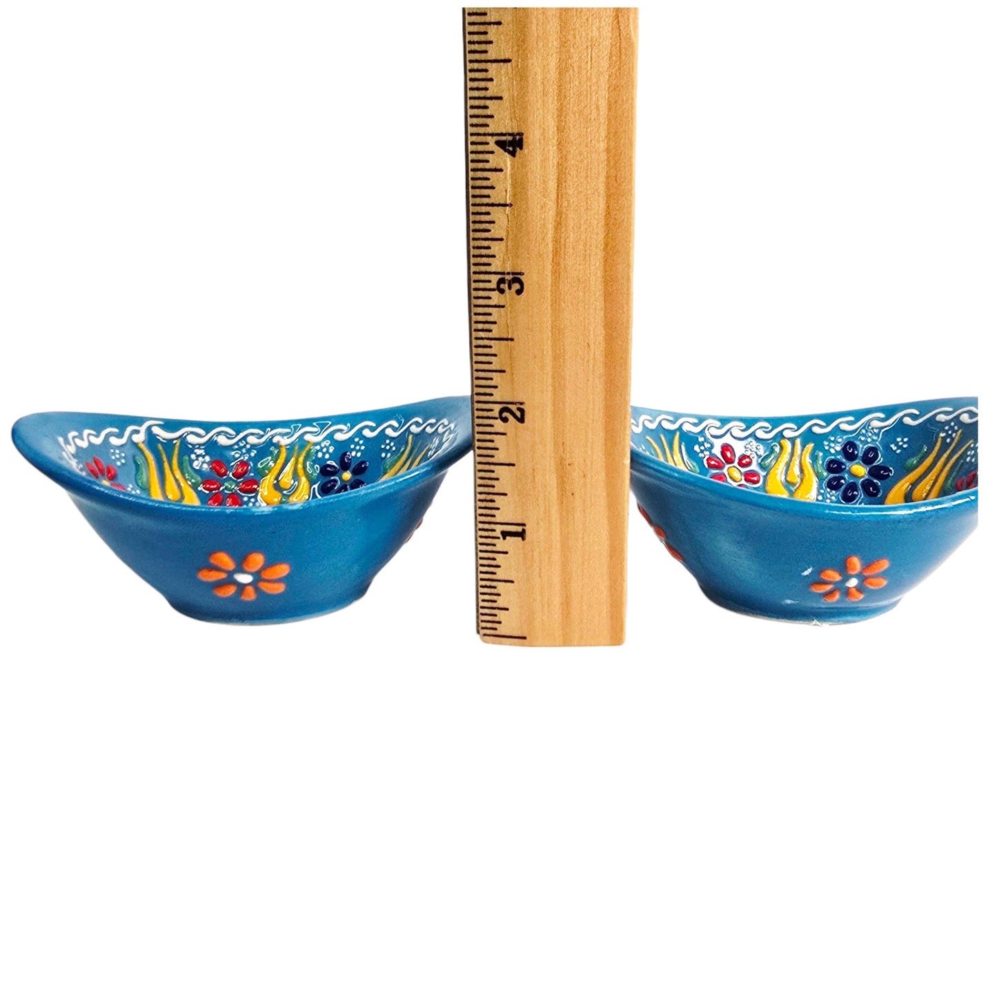 Hand-Painted Blue Floral Ceramic Trinket Dishes (Set of 2)