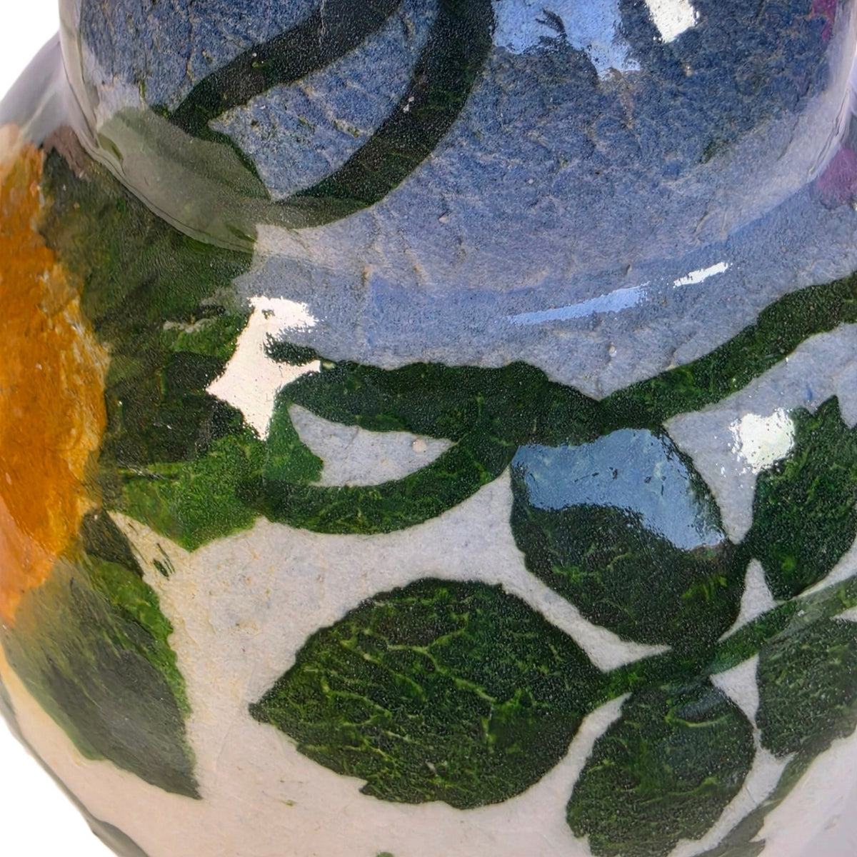 Vintage Hand Painted Floral Art Pottery Vase Crazed Glaze Roses 3.5"